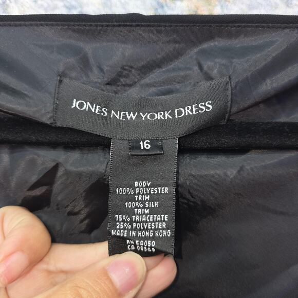 Jones New York Dress Women 16 Black Midi Chiffon Flutter Sleeve Evening Gown 90s - Picture 3 of 10